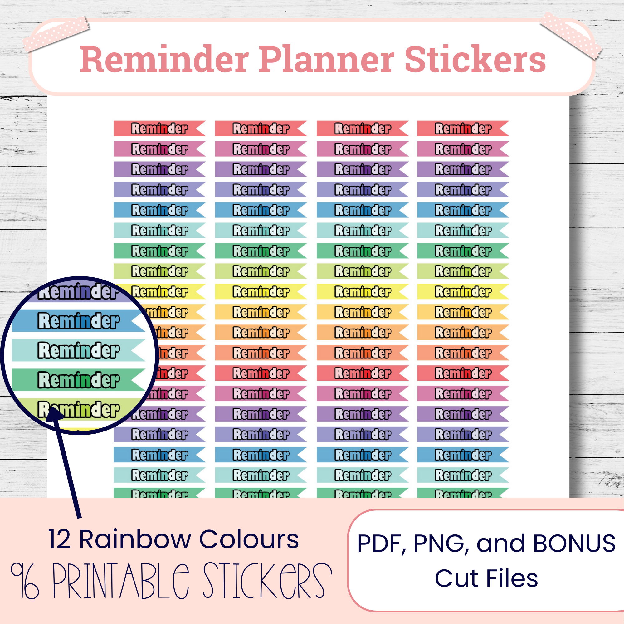 REMINDER Header Stickers | Printable Planner Stickers