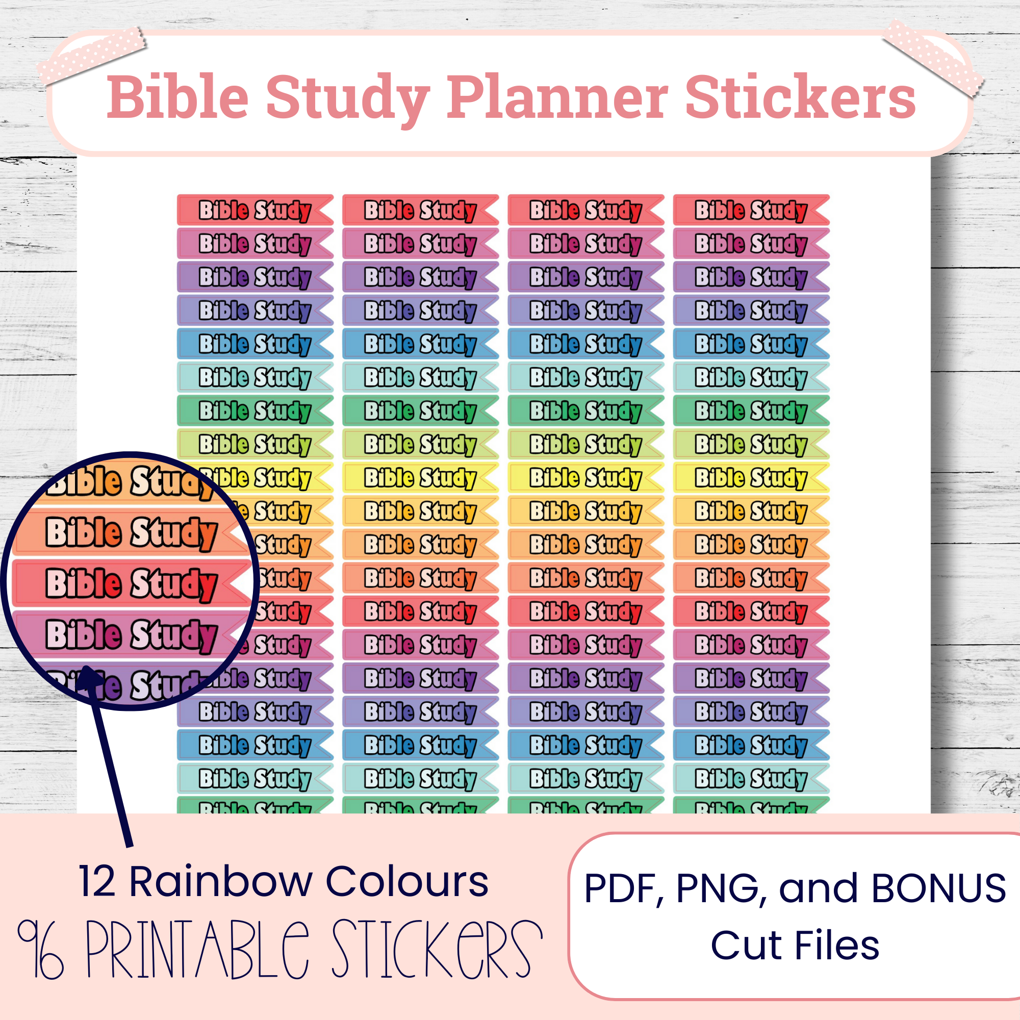 BIBLE STUDY Header Stickers | Printable Planner Stickers