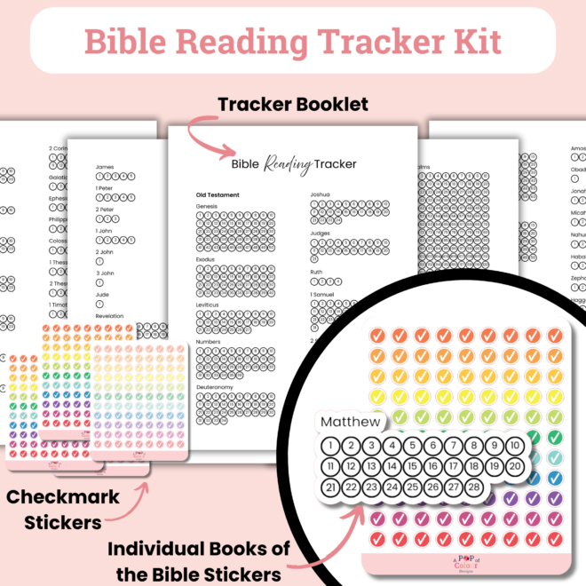 Bible Reading Tracker Stickers – Printable Bible Study Tracker PDF – Women's Bible Reading Plan for Spiritual Growth