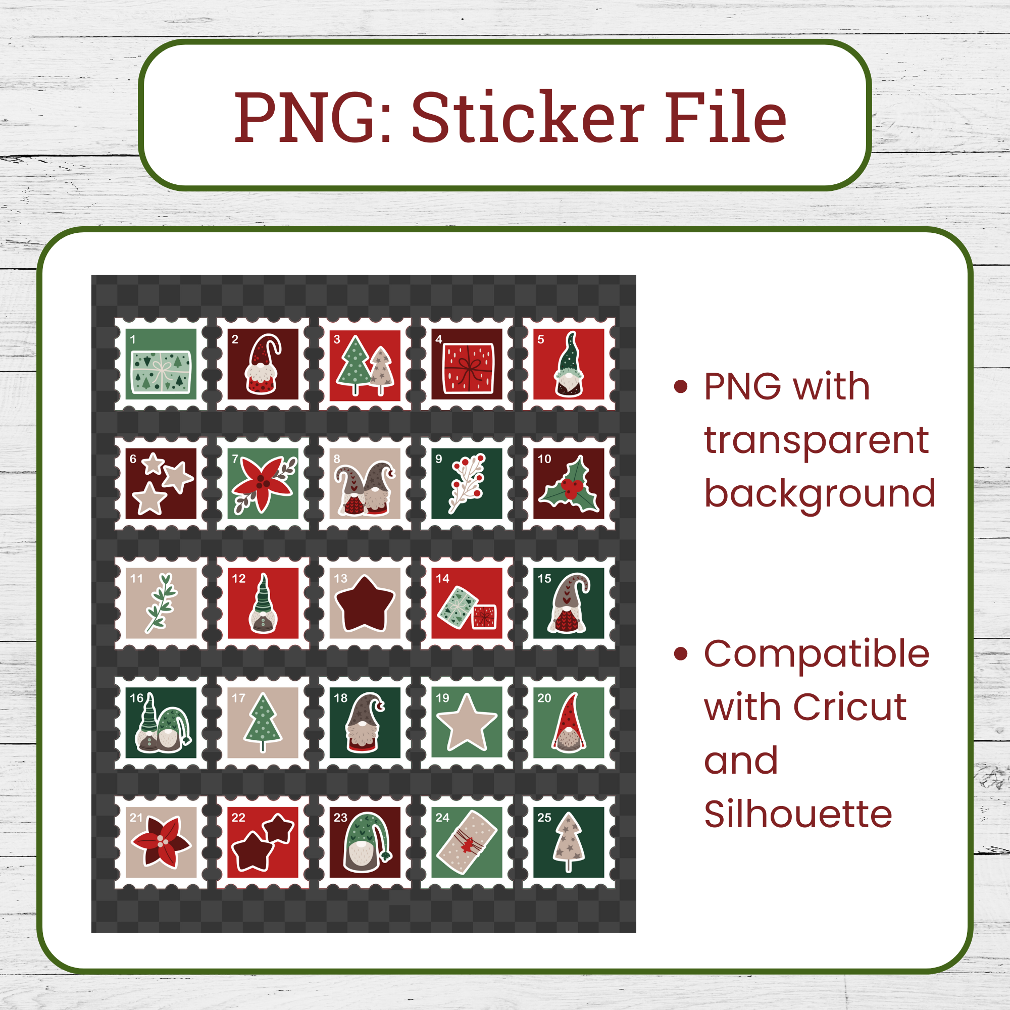 Christmas Gnome Advent Calendar 2026 – Printable Holiday Countdown Stickers for Christmas Planners - Image 2