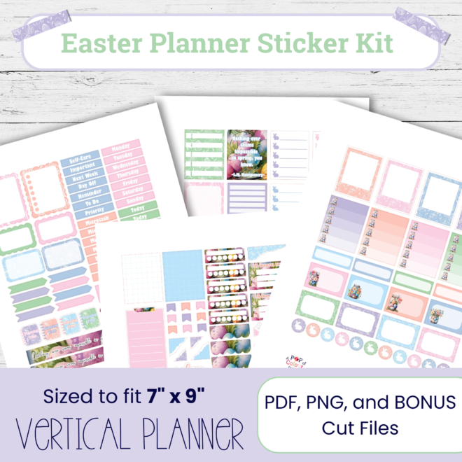 Easter Planner Sticker Kit I Printable Stickers | 4-Page Planner Sticker Kit | Cute Easter Stickers for Planner | Easter Digital Download