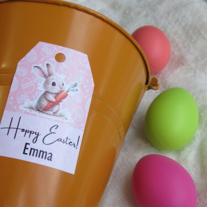 Editable Easter Basket Tag: Bunny Gift Tag, Canva Template (Digital Download)