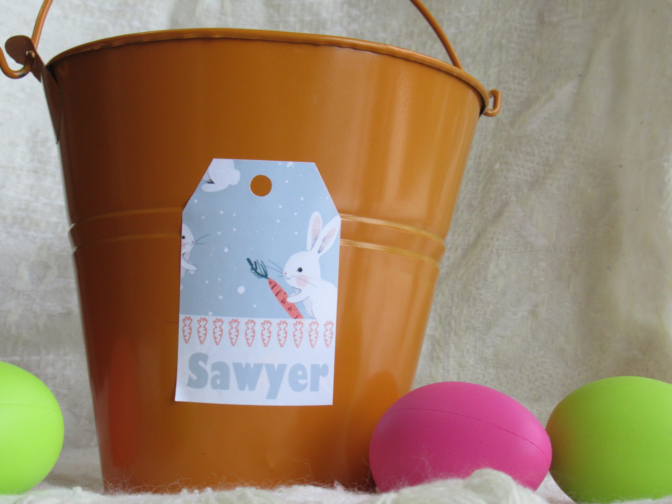 Editable Easter Basket Name Tags: Bunny Gift Tag Stickers (Canva Template)