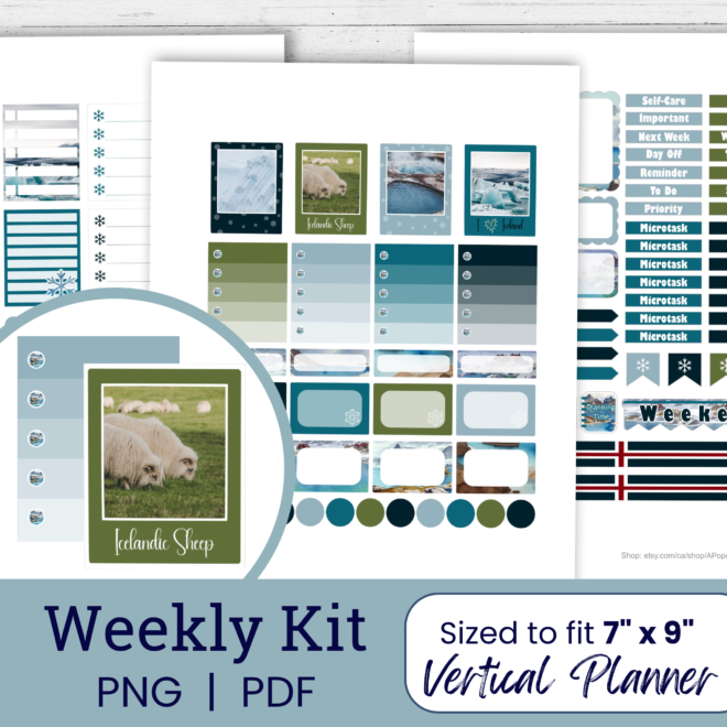 Iceland Winter Weekly Planner Sticker Kit (Printable)