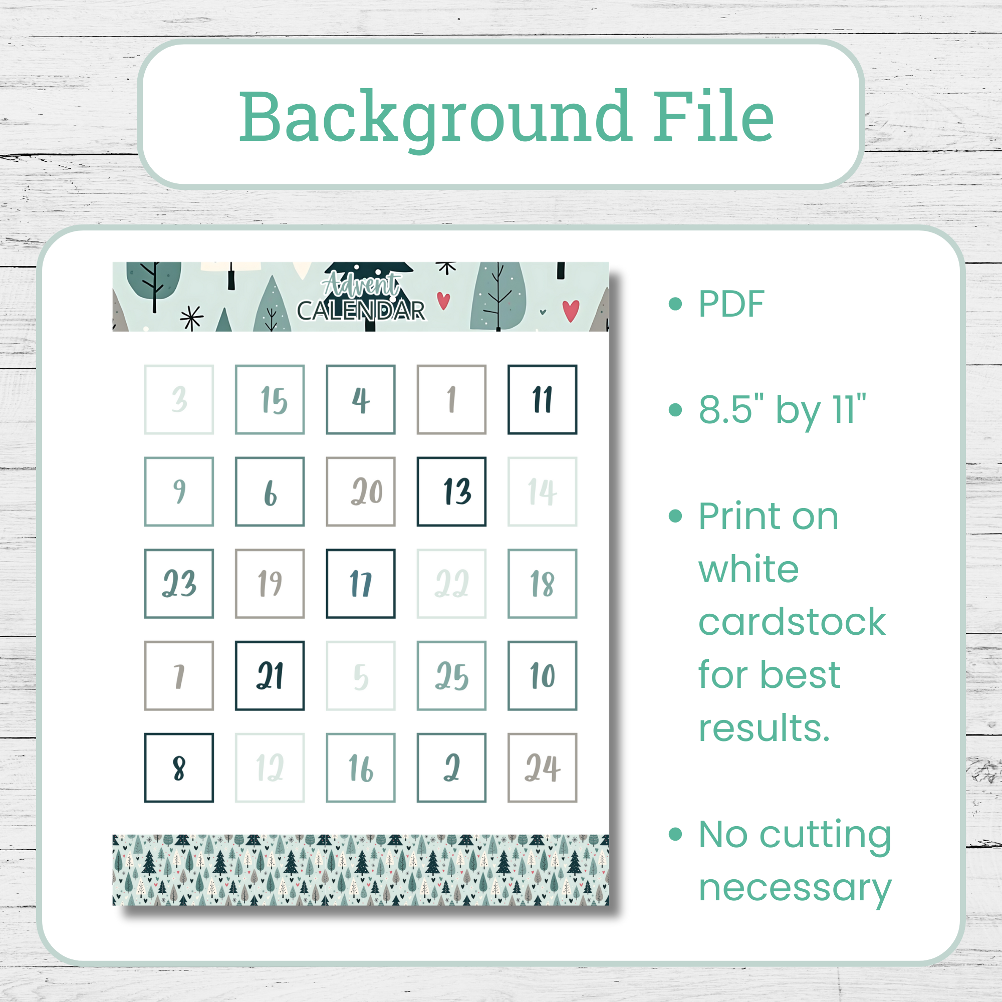 Nordic Christmas Tree Advent Calendar Stickers: Printable DIY Kit (Digital Download)) - Image 5