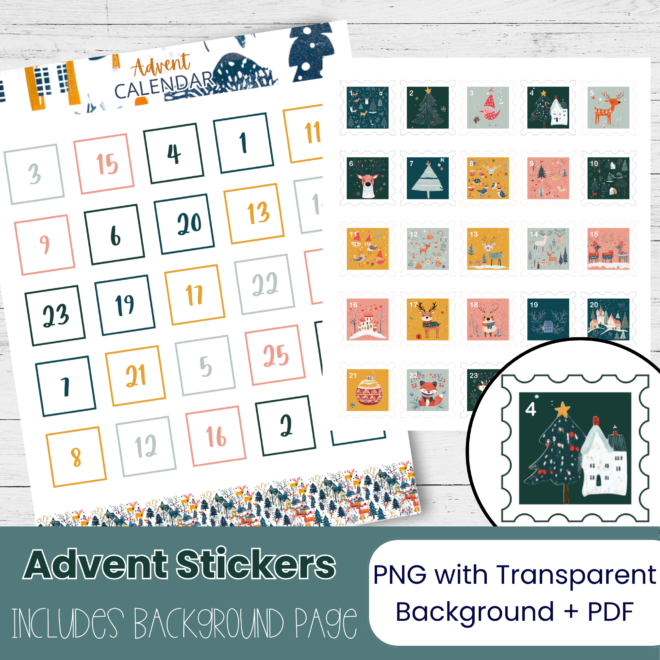 Nordic Style Woodland Advent Calendar 2026 – Printable Cute Animal Stickers for Kids for Christmas Countdown