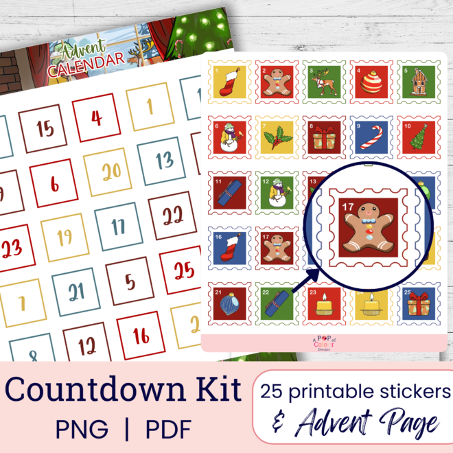 Printable Christmas Countdown Stickers | Advent Stickers