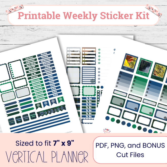 Highland Tartan Weekly Planner Stickers | Printable Vertical Planner Sticker Kit