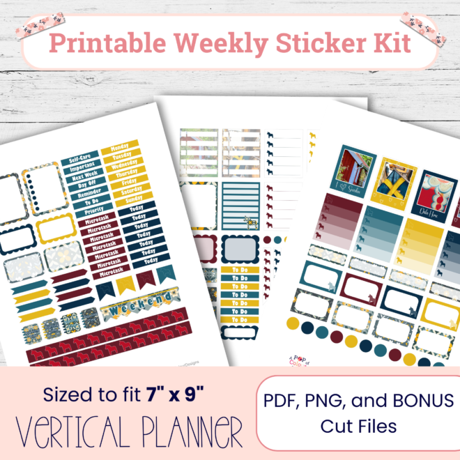Scandinavian Weekly Planner Stickers: Sweden Travel Theme (Digital Download)