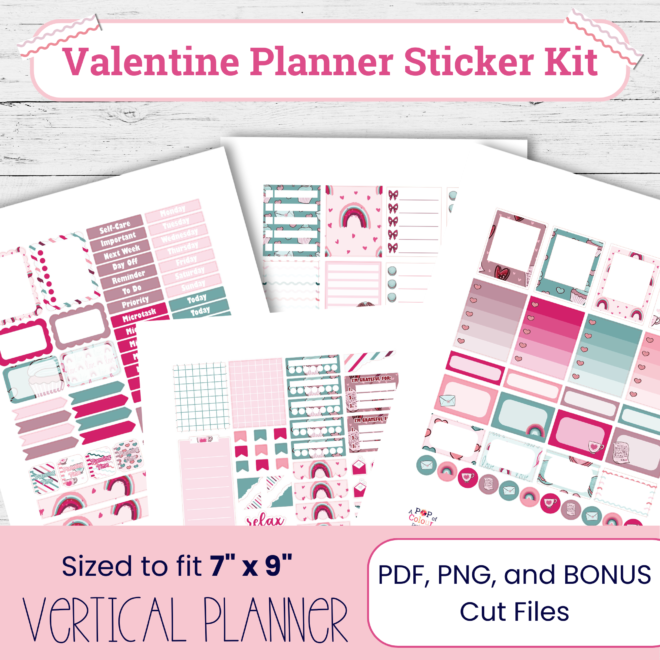 Valentine's Day Planner Sticker Kit: February Weekly Stickers (Printable)