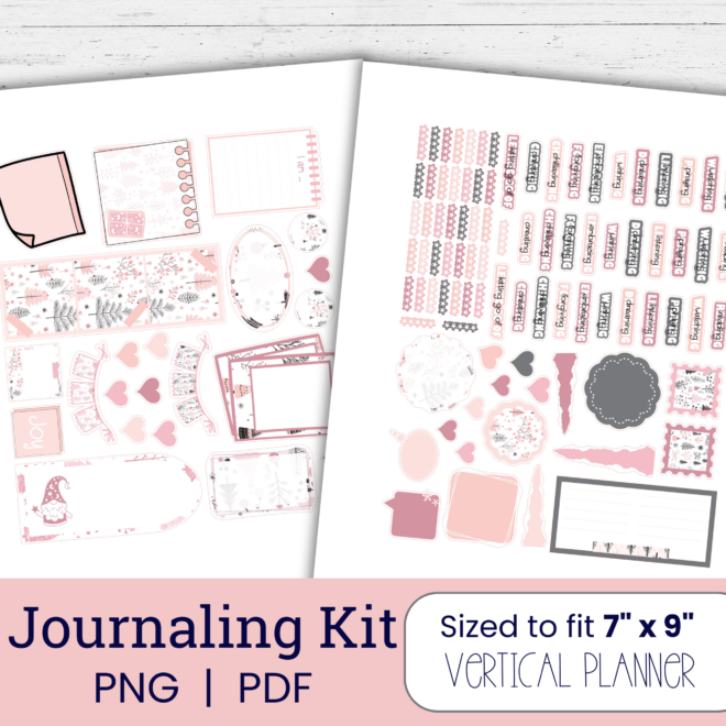Pink Christmas Journaling Stickers | Printable Sticker Sheets for Creative Journaling | Pink Aesthetic Christmas Stickers PC105