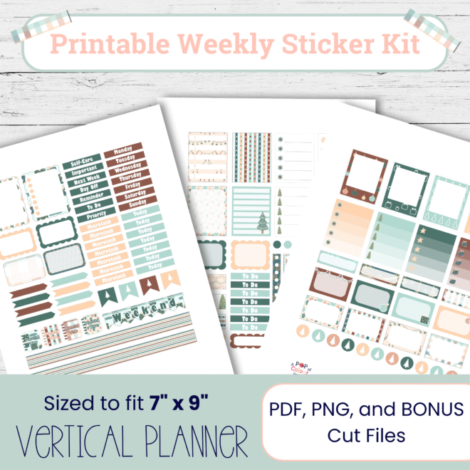 Boho Christmas Planner Sticker Kit: Weekly Stickers (PDF, PNG)