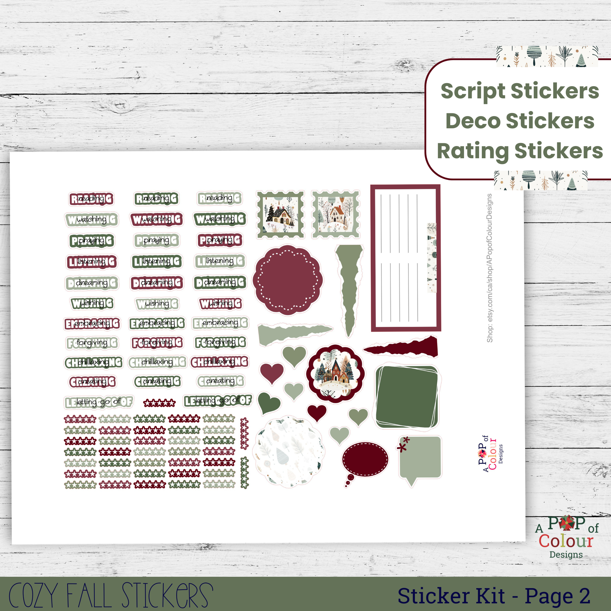 Scandinavian Christmas Village Journaling Stickers | Printable Creative Journal Stickers | Cozy Hygge Snowy Christmas Stickers CV103 - Image 3