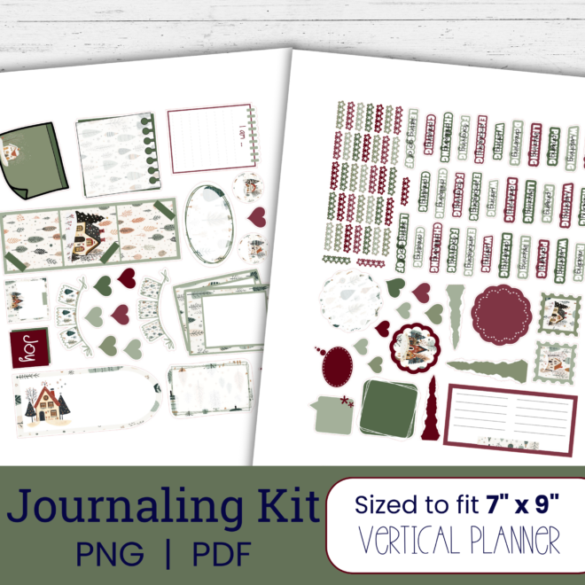 Scandinavian Christmas Village Journaling Stickers | Printable Creative Journal Stickers | Cozy Hygge Snowy Christmas Stickers CV103