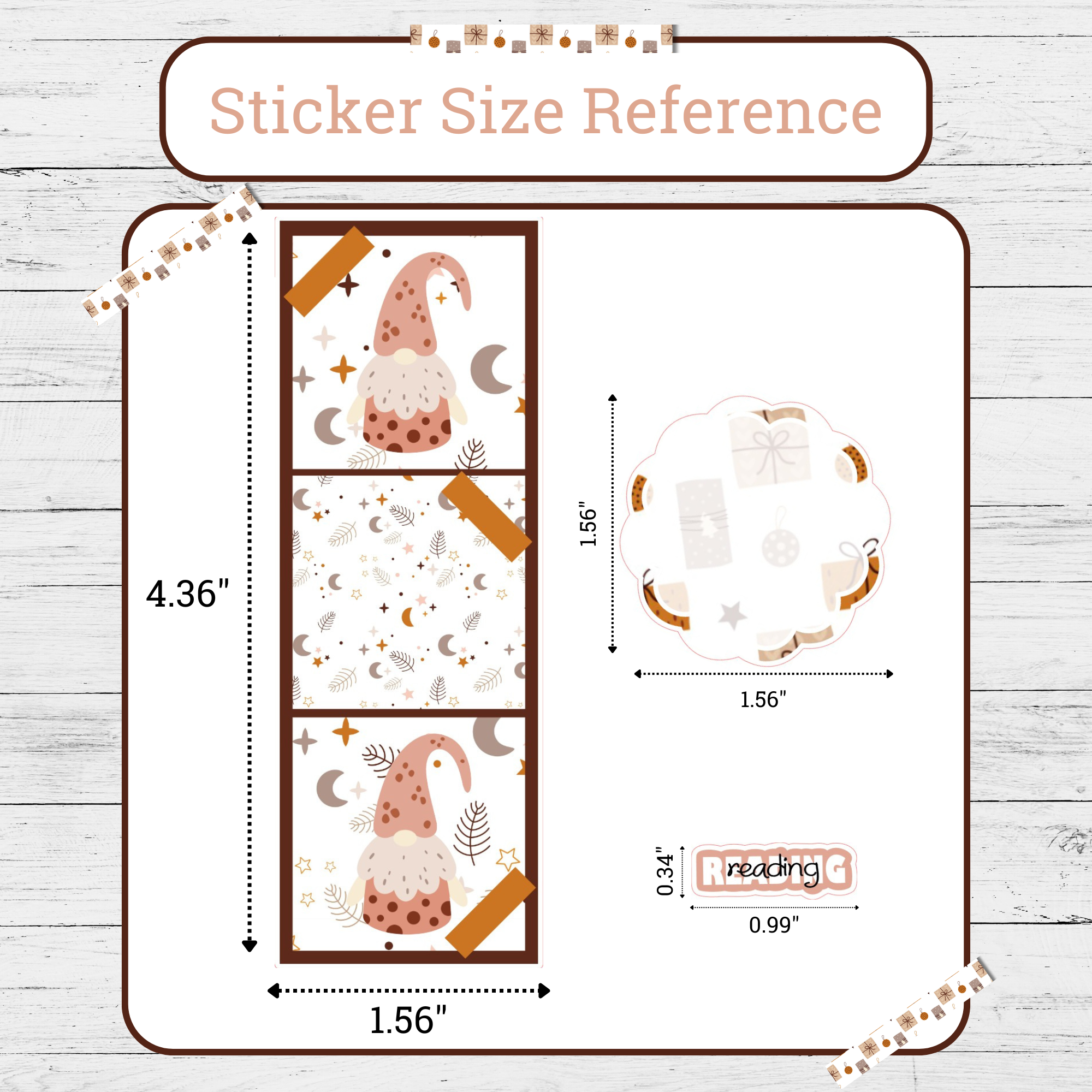 Boho Christmas Gnome Journaling Stickers – Earth Tone Printable Stickers for Creative Journaling & Holiday Planning BG104 - Image 4