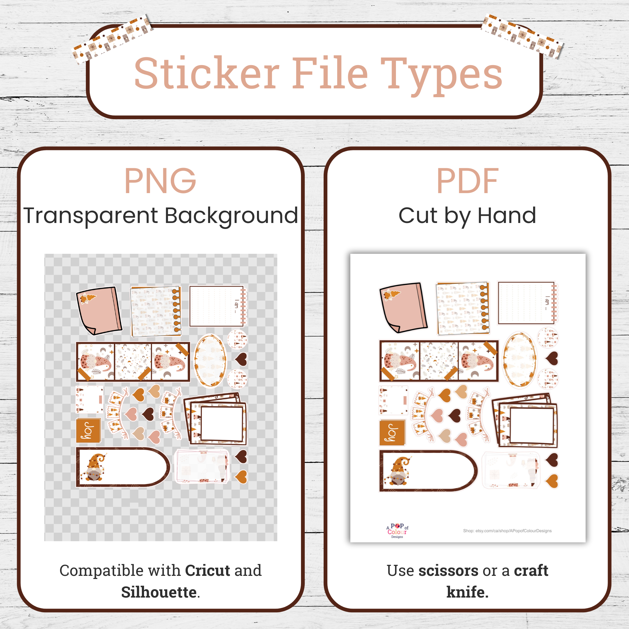 Boho Christmas Gnome Journaling Stickers – Earth Tone Printable Stickers for Creative Journaling & Holiday Planning BG104 - Image 5