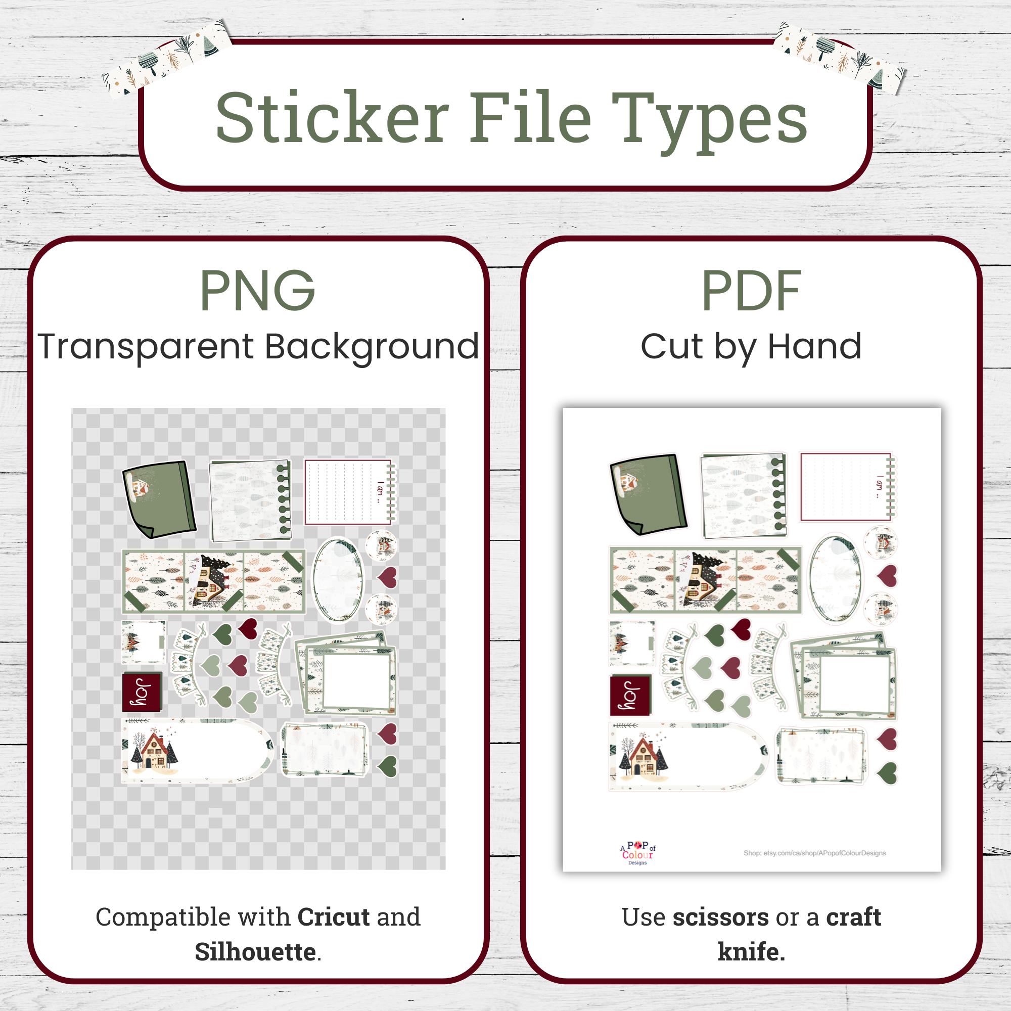 Scandinavian Christmas Village Journaling Stickers | Printable Creative Journal Stickers | Cozy Hygge Snowy Christmas Stickers CV103 - Image 5