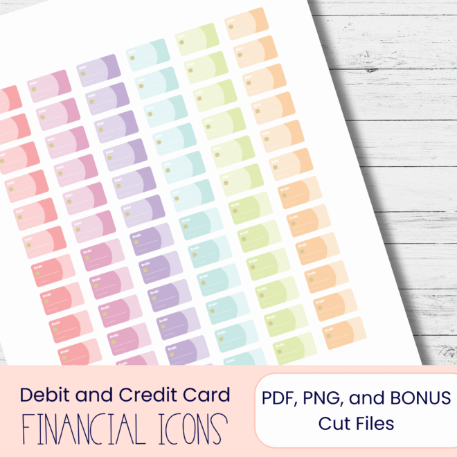 Debit Credit Card Planner Stickers: Finance Tracker Icons (Digital Download)