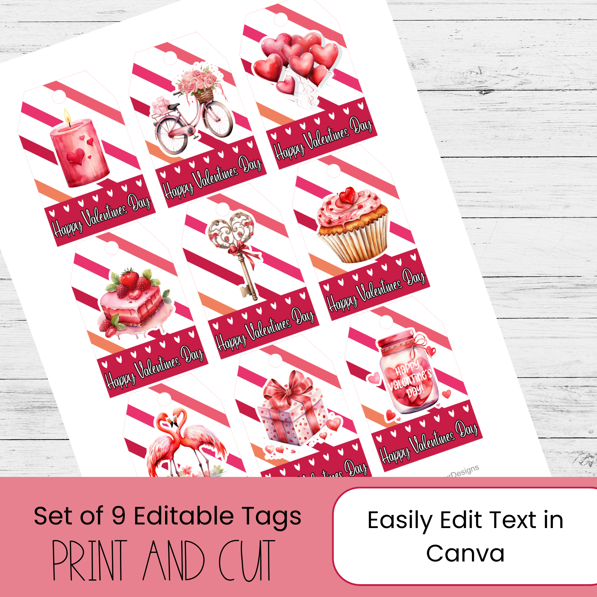 Valentine Gift Tags – Editable Canva Template for Printable DIY Tags - Image 2