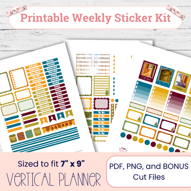 Grecian Vibes Weekly Planner Stickers | Printable Vertical Planner Sticker Kit | Decorative Planner Stickers