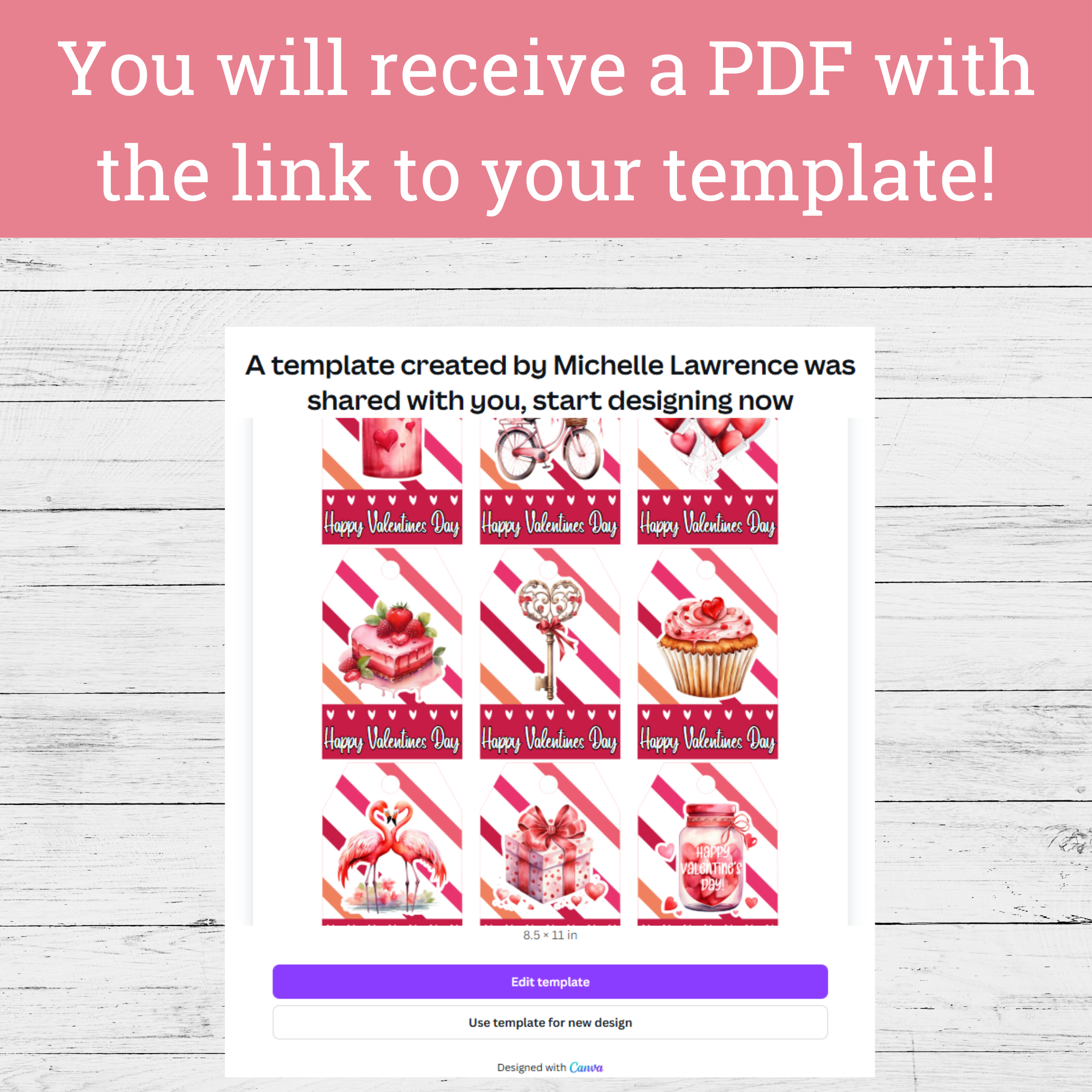 Valentine Gift Tags – Editable Canva Template for Printable DIY Tags - Image 3