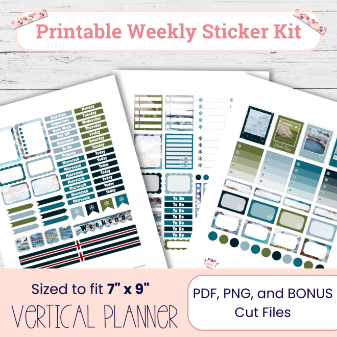 Iceland Planner Stickers: Nordic Weekly Kit (Printable PDF)