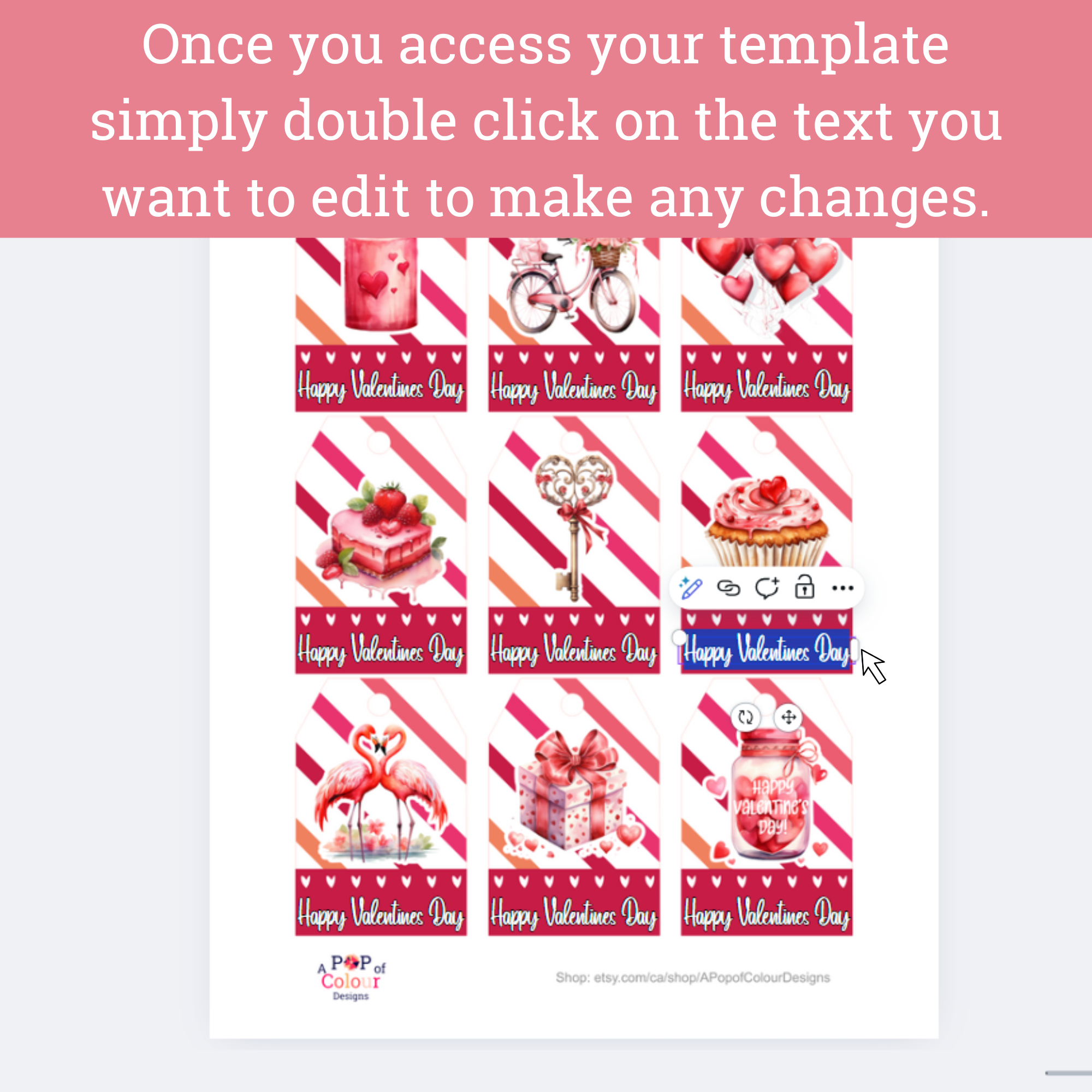 Valentine Gift Tags – Editable Canva Template for Printable DIY Tags - Image 4