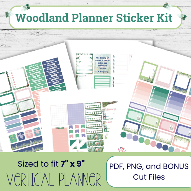 Woodland Spring Planner Sticker Kit: Printable Stickers (PDF, PNG, Cut Files)