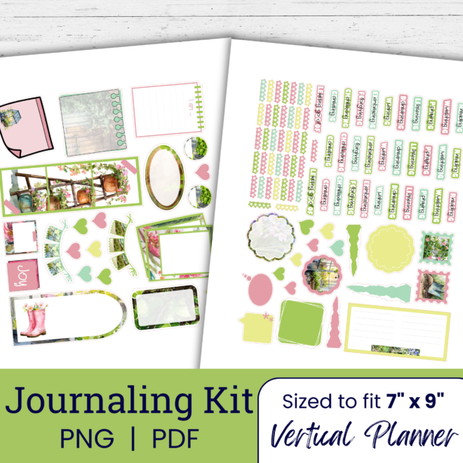 Spring Garden Journal Stickers Printable Kit | Cute Planner & Journaling Stickers SG109