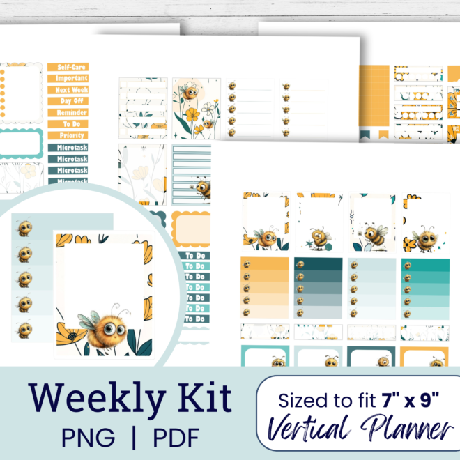 Whimsy Bees Weekly Planner Sticker Kit (Printable)