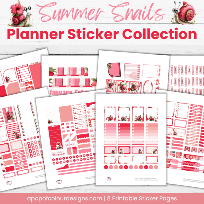 Summer Snails Planner Sticker Collection