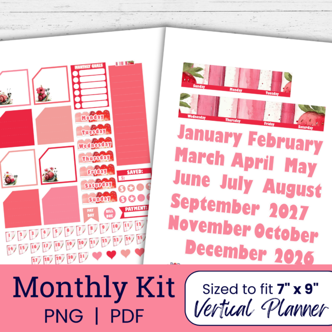 Summer Snails Monthly Planner Sticker Kit (Printable)