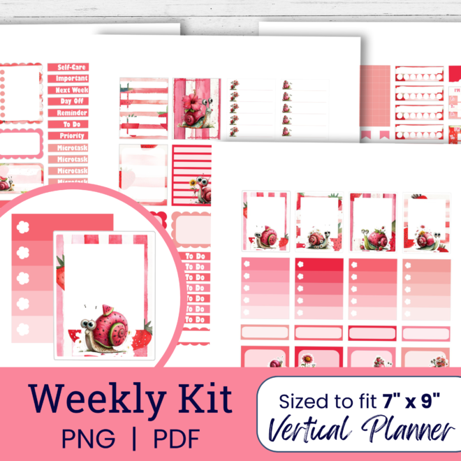 Summer Snails Weekly Planner Sticker Kit (Printable)