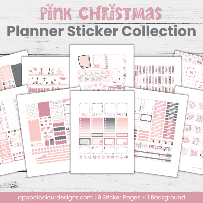 Pink Christmas Planner Sticker Collection