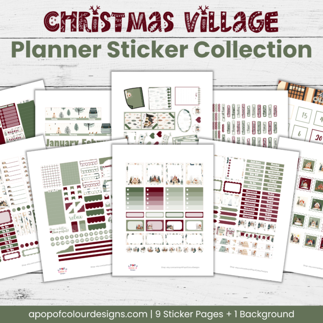 Scandinavian Christmas Village Planner Sticker Collection