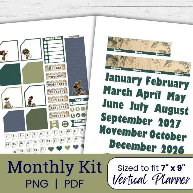 Boho Women Monthly Planner Sticker Kit (Printable)