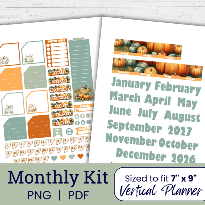 Meet Me at the Pumpkin Patch Monthly Planner Sticker Kit (Printable)